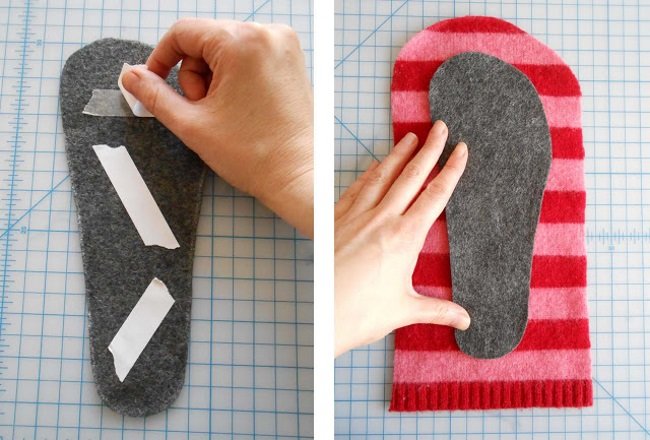 как сделать тапочки из старого свитера