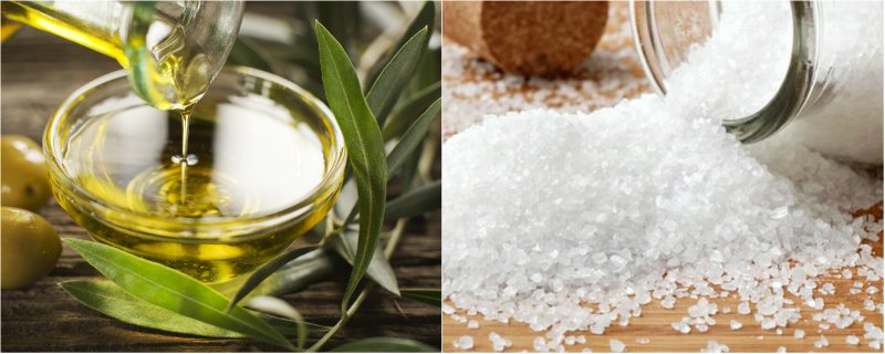 соль и оливковое масло