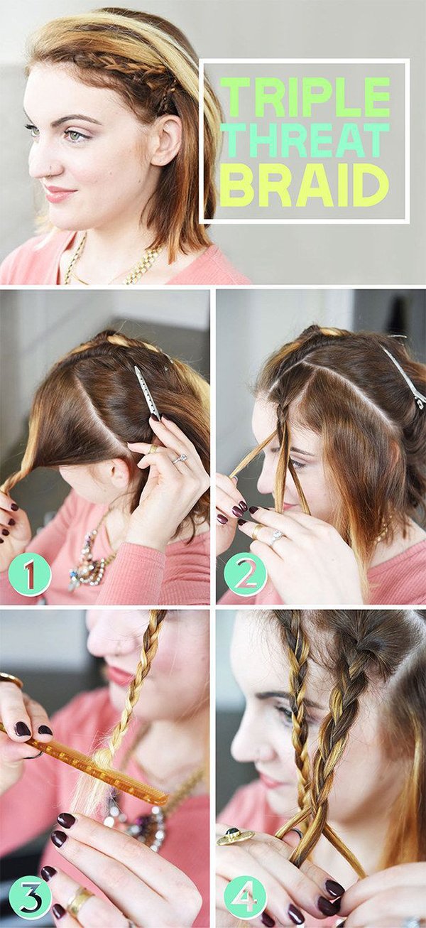 тройная косичка сбоку