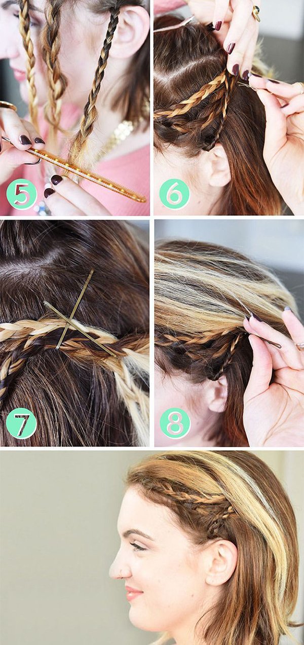 тройная косичка сбоку