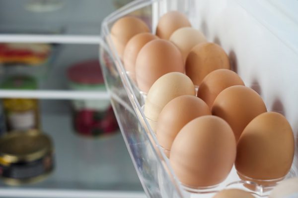 healthy bio eggs in the fridge or refrigerator