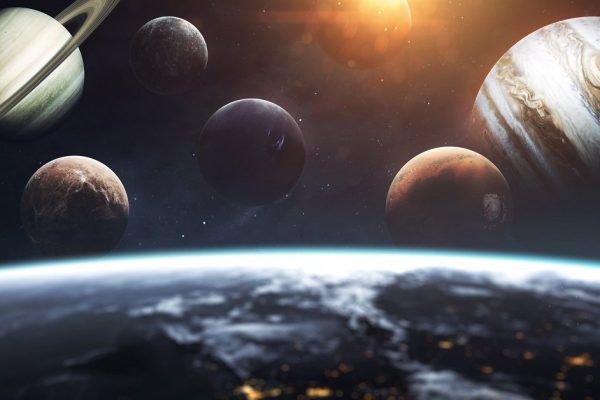 Planets of Solar system, Mars, Earth, Jupiter and others. Elements of this image furnished by NASA