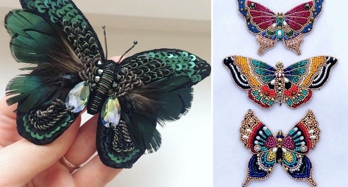 Брошь бабочка из бисера — яркое украшение своими руками + видео
