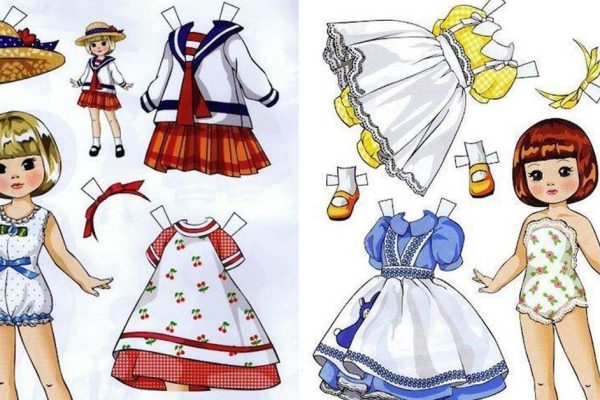 Схемы для вырезания бумажных кукол с детьми