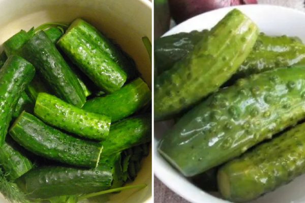 Бабушка готовит малосольные огурцы на продажу, можно есть уже на следующий день