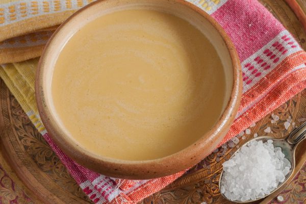 Tibetan yak butter tea or po cha a blend of black tea yak butter and salt