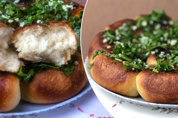 Без духовки, пеку чесночные пампушки в сковороде, легко и просто