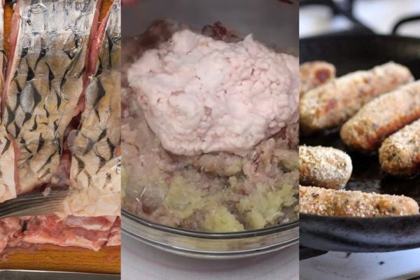 Рецепт рыбных колбасок с салом