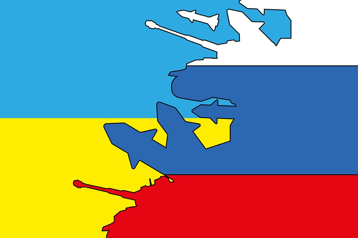 флаги Украины и России