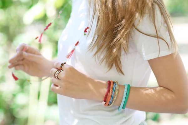 Woman with beautiful accessories, outdoors