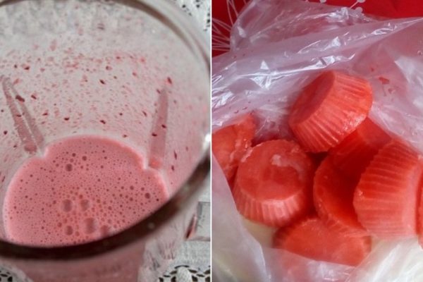 Возьми любые ягоды и пропусти их через мясорубку, пюре разлей в силиконовые формы для выпечки