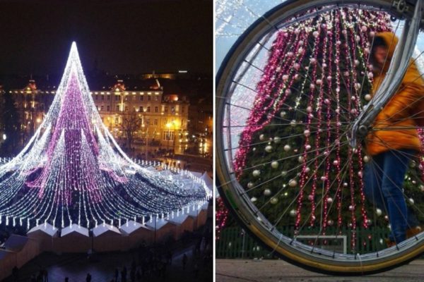 Только взгляни на эту елку! Самое красивое рождественское дерево в Европе установлено в Вильнюсе.