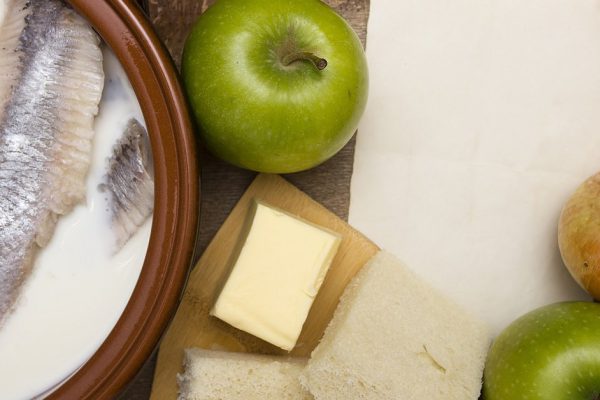 The basic ingredients for mincemeat, chopped herring.