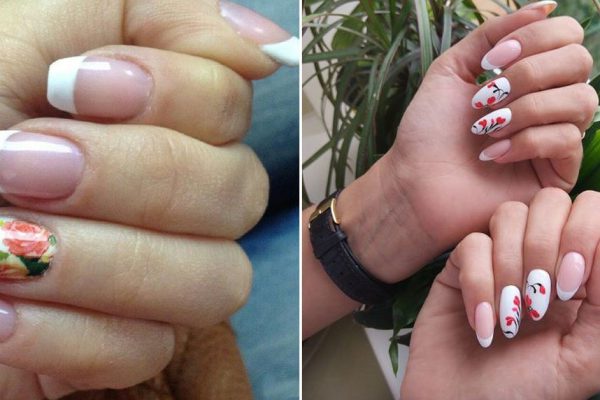 Дамы после 50 часто делают френч с цветочными мотивами, чтобы руки выглядели моложе