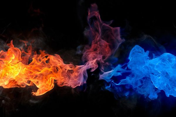 Red and blue fire