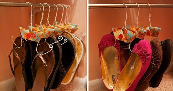 Оригинальная идея для удобного хранения обуви. Очень компактно и аккуратно!