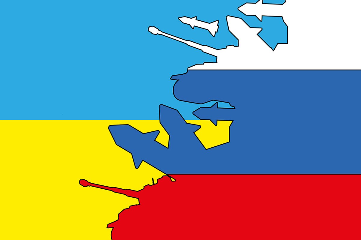 флаг Украины и России