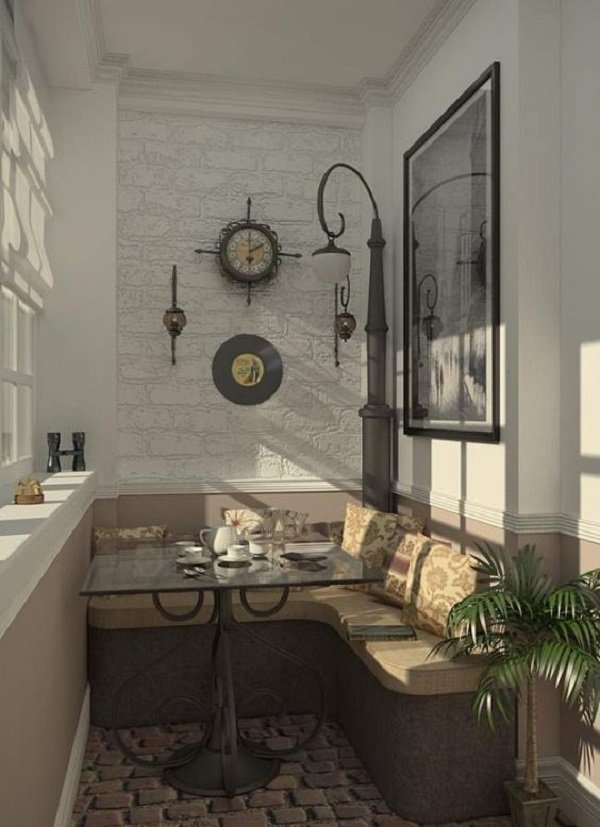 интересный интерьер балкона