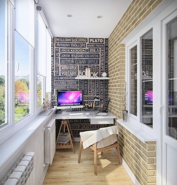 современный интерьер балкона