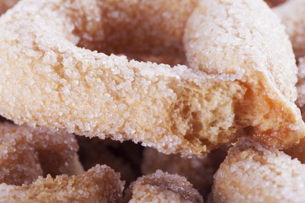 Biscuits with sugar in strict close up, horizontal image