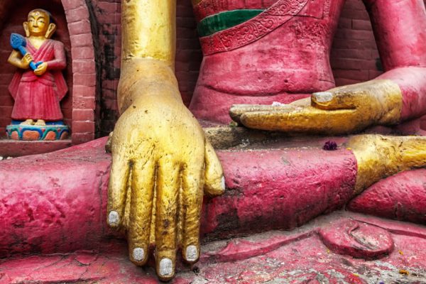 Buddha statue at Swayambhunath stupa in Kathmandu, Nepal
