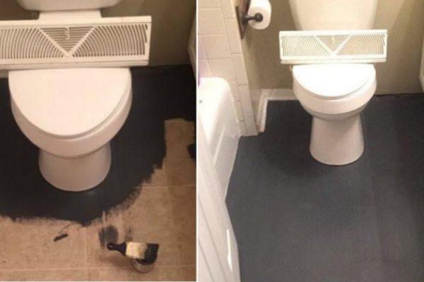 Она покрасила пол черной краской, чтобы замаскировать уродливую плитку… Получился настоящий шедевр!