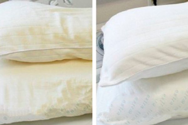 Пожелтевшая подушка вновь стала белоснежной! Идеальная стирка и сушка.