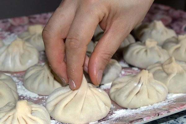 Georgian dumplings khinkali with meat