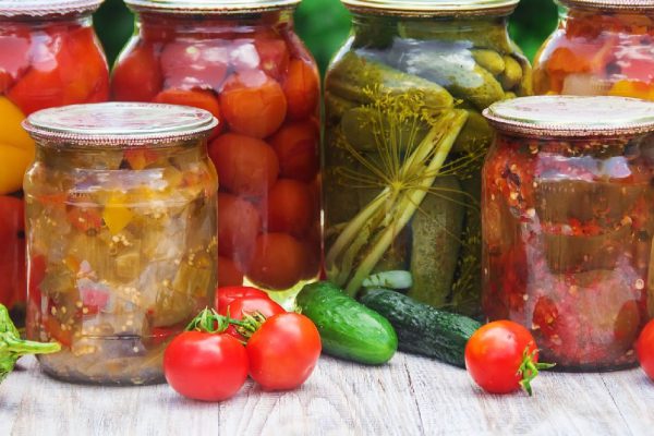 Preservation of vegetables. Blanks. Selective focus nature