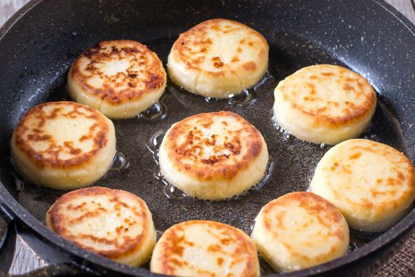 Frying Cottage Cheese Pancakes