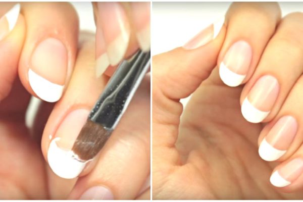 Трюк для идеального французского маникюра! Без наклеек и трафаретов на ногтях любой длины.