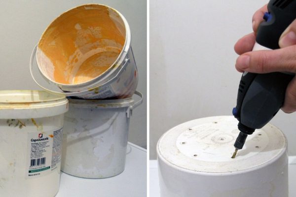 Цветочный горшок из пластикового ведерка