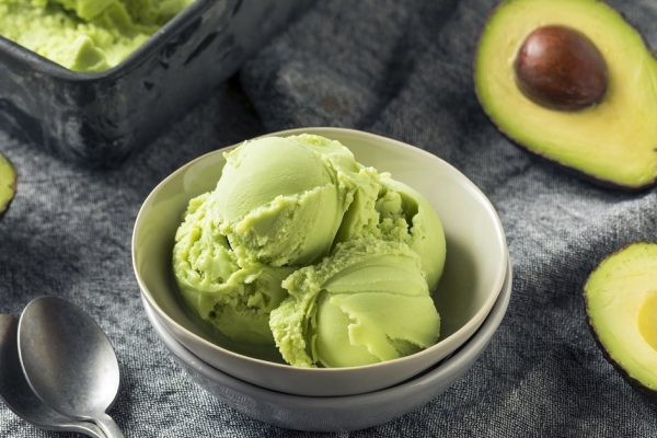 Homemade Green Organic Avocado Ice Cream Ready to Eat
