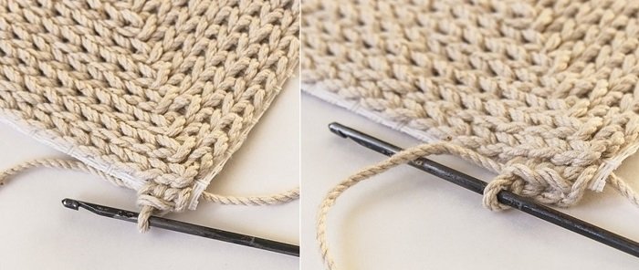 как связать коврик без спиц и крючка