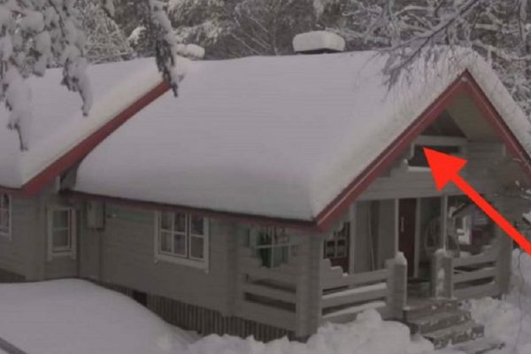 Только посмотри, что выдумал этот рукастый мужчина, чтоб избавиться от снега на крыше. Вот это трюк!