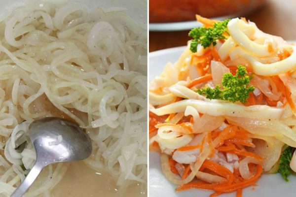 Чтобы кальмары не превратились в кирзовый сапог, проворачиваю один маленький трюк при отваривании