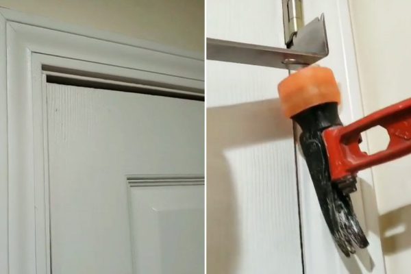 Способ исправить перекошенную дверь, подсмотренный у домашнего мастера