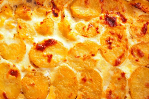 Potato casserole in a baking dish