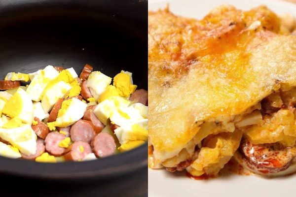 Рецепт приготовления картофельной запеканки с копчеными колбасками
