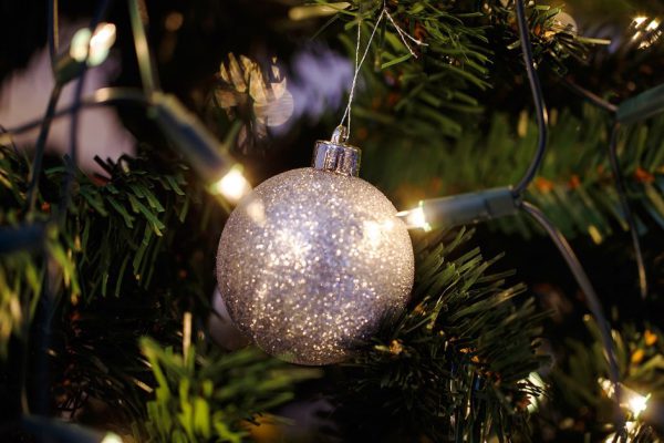 New Year, celebration. Beautiful, shiny Christmas tree