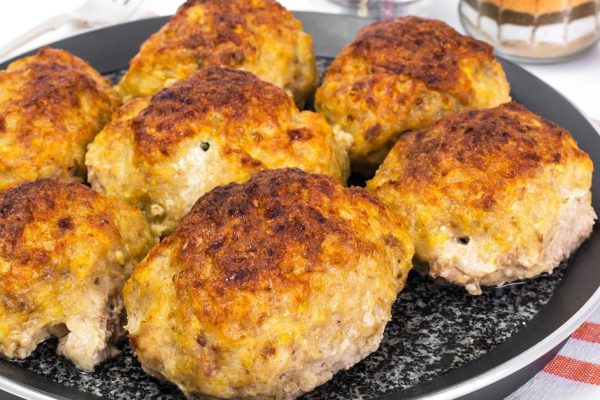 Homemade meat patties, baked in the oven. Studio Photo