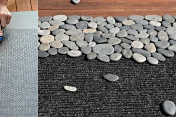 Эта женщина просто наклеила камушки на обычный коврик. Увидев результат, я стал мечтать о таком!