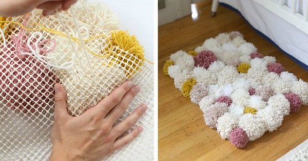 Очаровательный коврик из мягких помпонов. Именно так выглядит домашний уют…