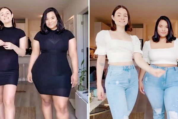 Как одни и те же шмотки сидят на девушках с разными фигурами на примере двух подруг