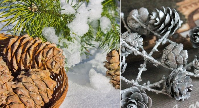 поделки из шишек и листьев