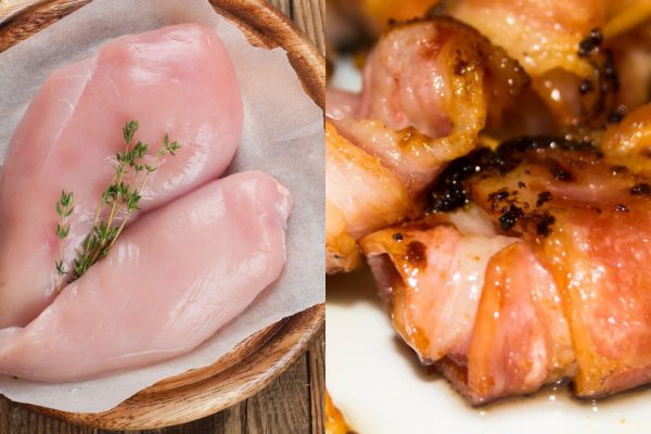 Рецепт шашлыка из куриной грудки с беконом