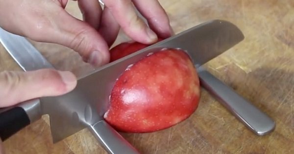 Она просто разрезала яблоко на кусочки. То, что у нее получилось, — самый настоящий шедевр!