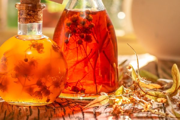 Tasty quince tincture made of honey and linden