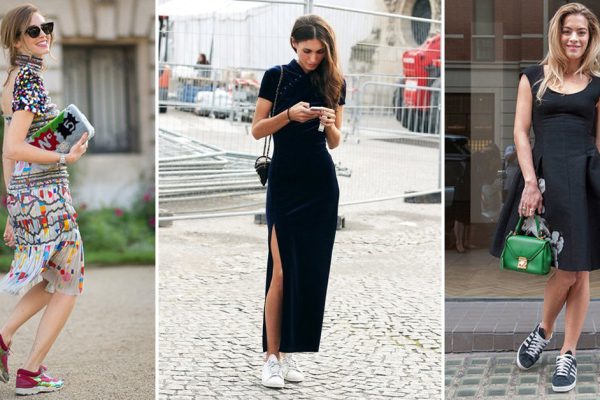 Как красиво сочетать платье и кроссовки