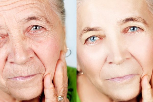 Beauty and skincare concept - senior woman without aging wrinkles